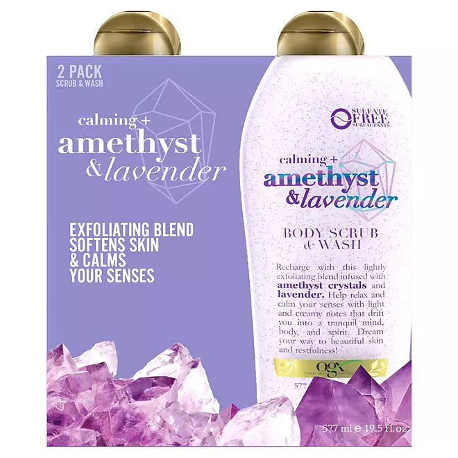 OGX Amethyst & Lavender Body Scrub & Wash 19.5 fl. oz - 2 Pack
