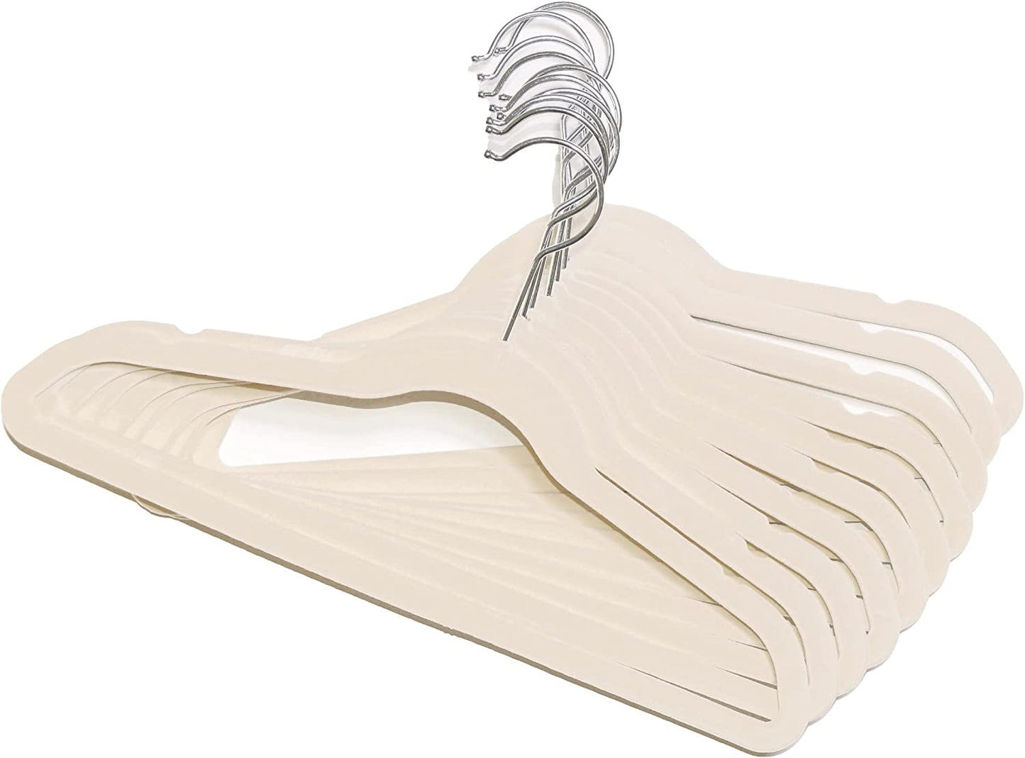 Velvet Adults Clothes Hangers. Non Slip with 360 Degrees Swivel Hook - 50 CT. - Beige -
