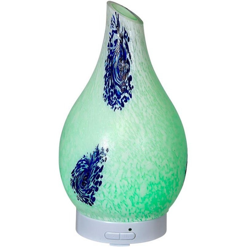 Glass Ultrasonic Diffuser - Hydria Abstract White & Blue - 100 ml