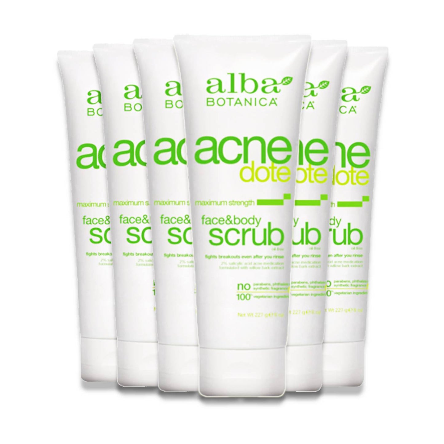 Alba Botanica Acnedote Face & Body Scrub, Maximum Strength, 8 ounces - 6 Packs