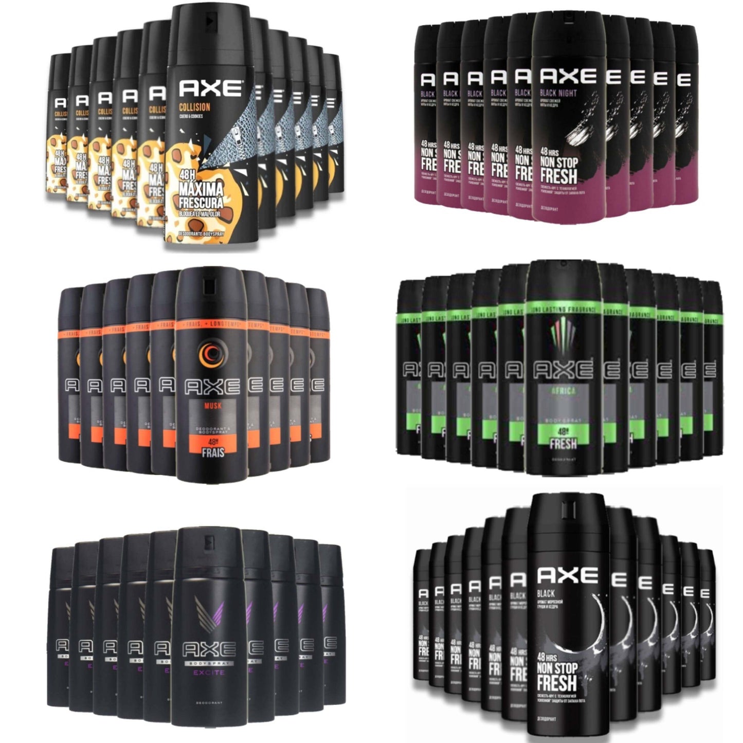 Axe Deodorant Body Spray 72 pack - 6 Fragances (12 Fragances/ea) - 150ml/5.07oz