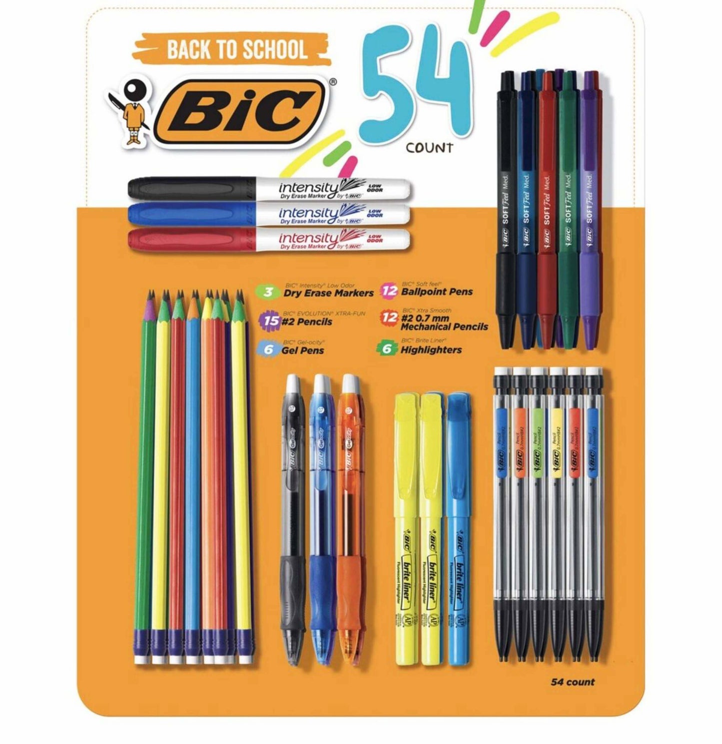 Bic - Pen, Pencil, Highlighter + Intensity Dry-Erase Marker, Variety Pack - 54 Ct each