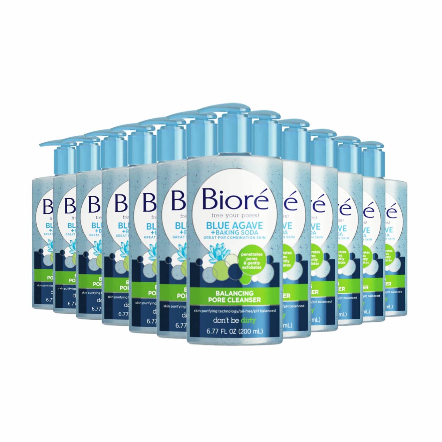 Biore Blue Agave + Baking Soda Skin Cleanser, Gently Exfoliates Skin - 6.77 fl oz- 12 Pack