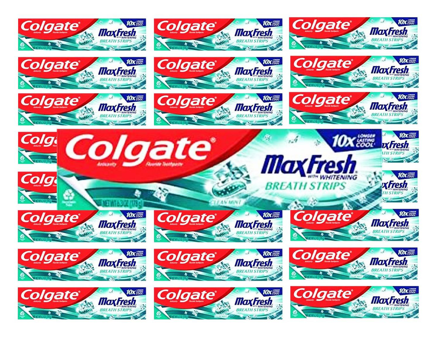 Colgate Max Fresh with Whitening Toothpaste with Mini Breath Strips, 6.3 Oz Tube, 24 ct