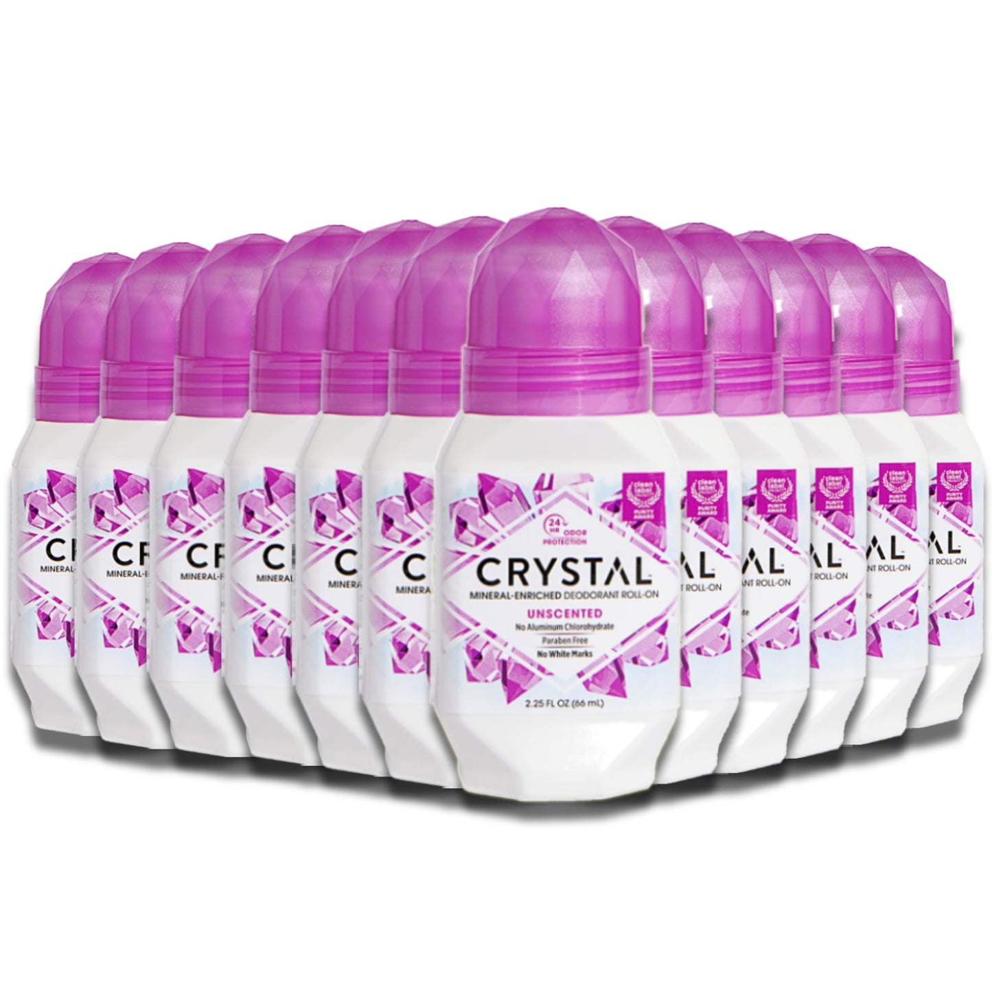 Crystal Mineral Deodorant Roll On Unscented 2.25 oz - 12 Pack