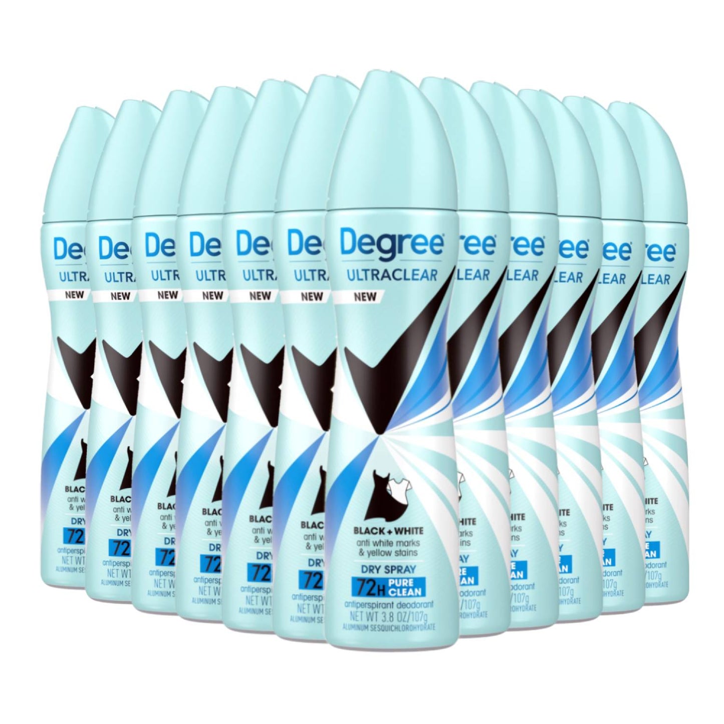 Degree UltraClear Black+White Pure Clean Dry Spray Antiperspirant Deodorant, 3.8 Oz- 12 Pack