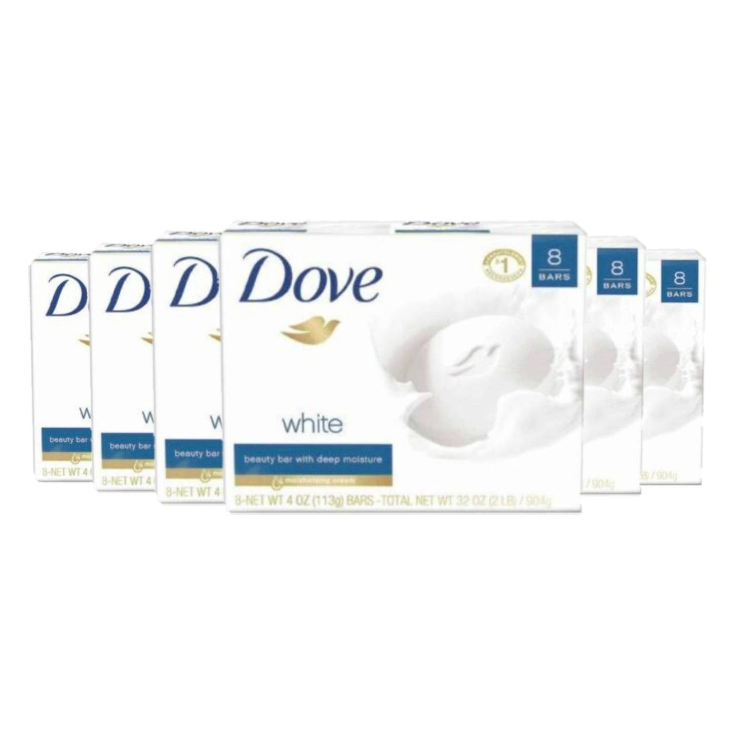 Dove White Beauty Bar Soap With Deep Moisture Cream 3.17 oz 8 ct ea - 6 Pack