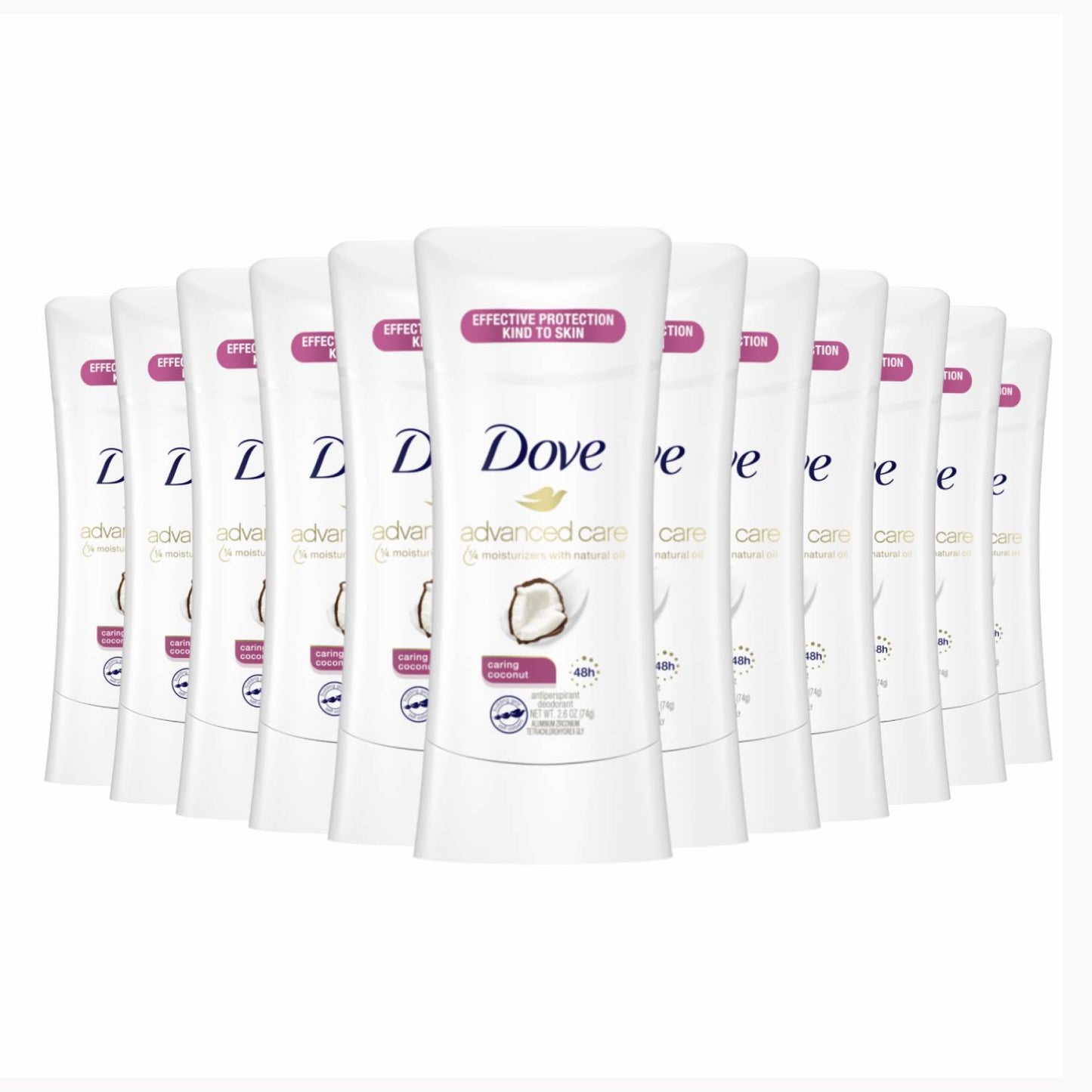 Dove Advanced Care Antiperspirant Deodorant Stick Caring Coconut - 2.6 Oz - 12 Pack
