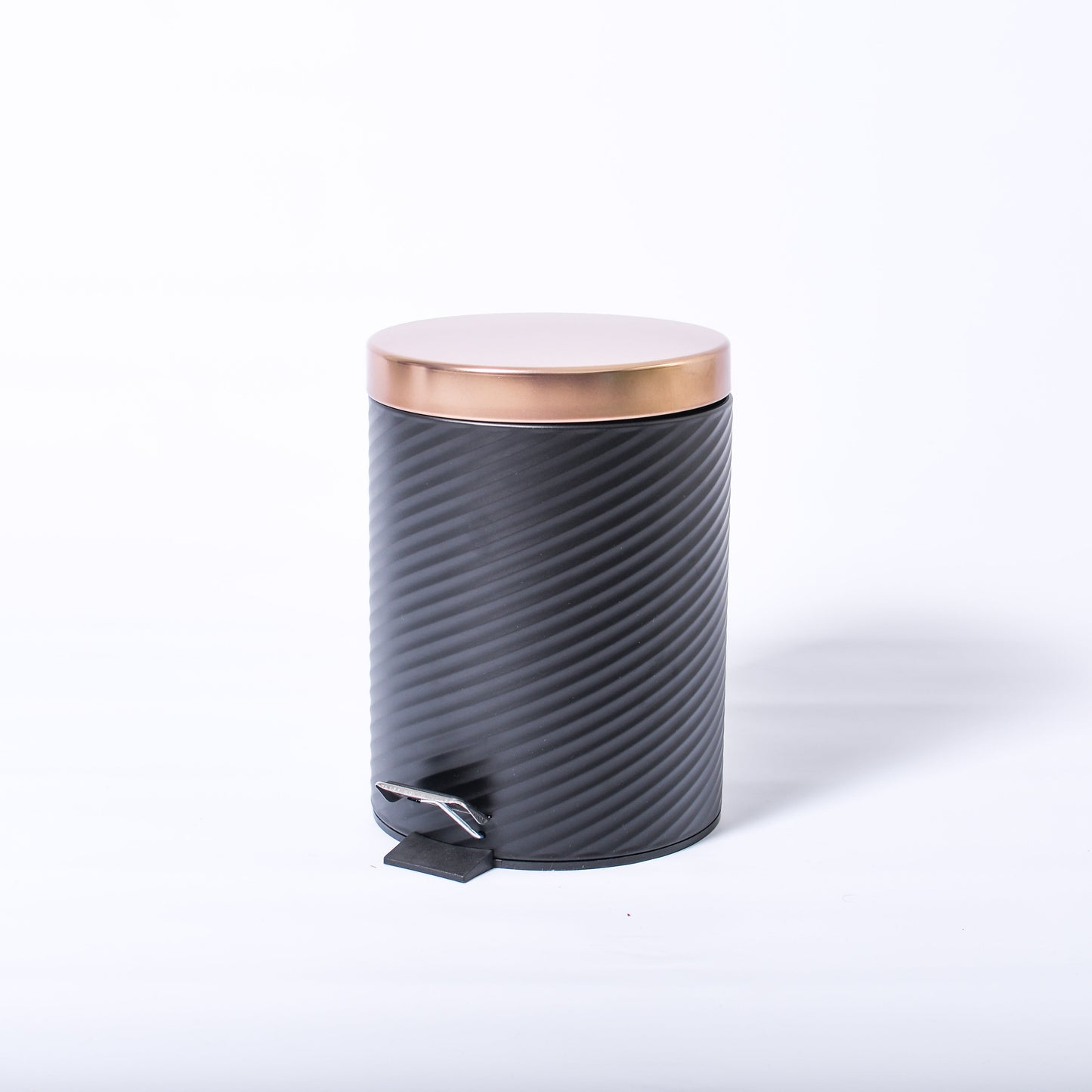 Textured Black Stainless Steel Trash Can With Bronze Lid - 5 Liters (1.3 Gallon)