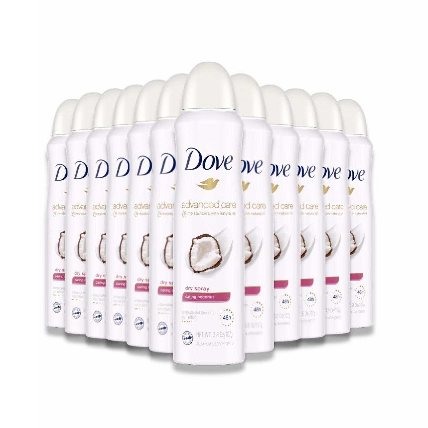 Dove - Advanced Care, Caring Coconut Dry Spray Deodorant - 3.8 oz - 12 Pack