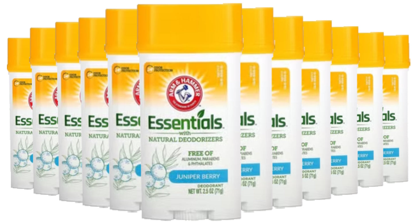 Arm & Hammer Essentials Natural Deodorant Juniper Berry- 2.5 oz - 12 Pack