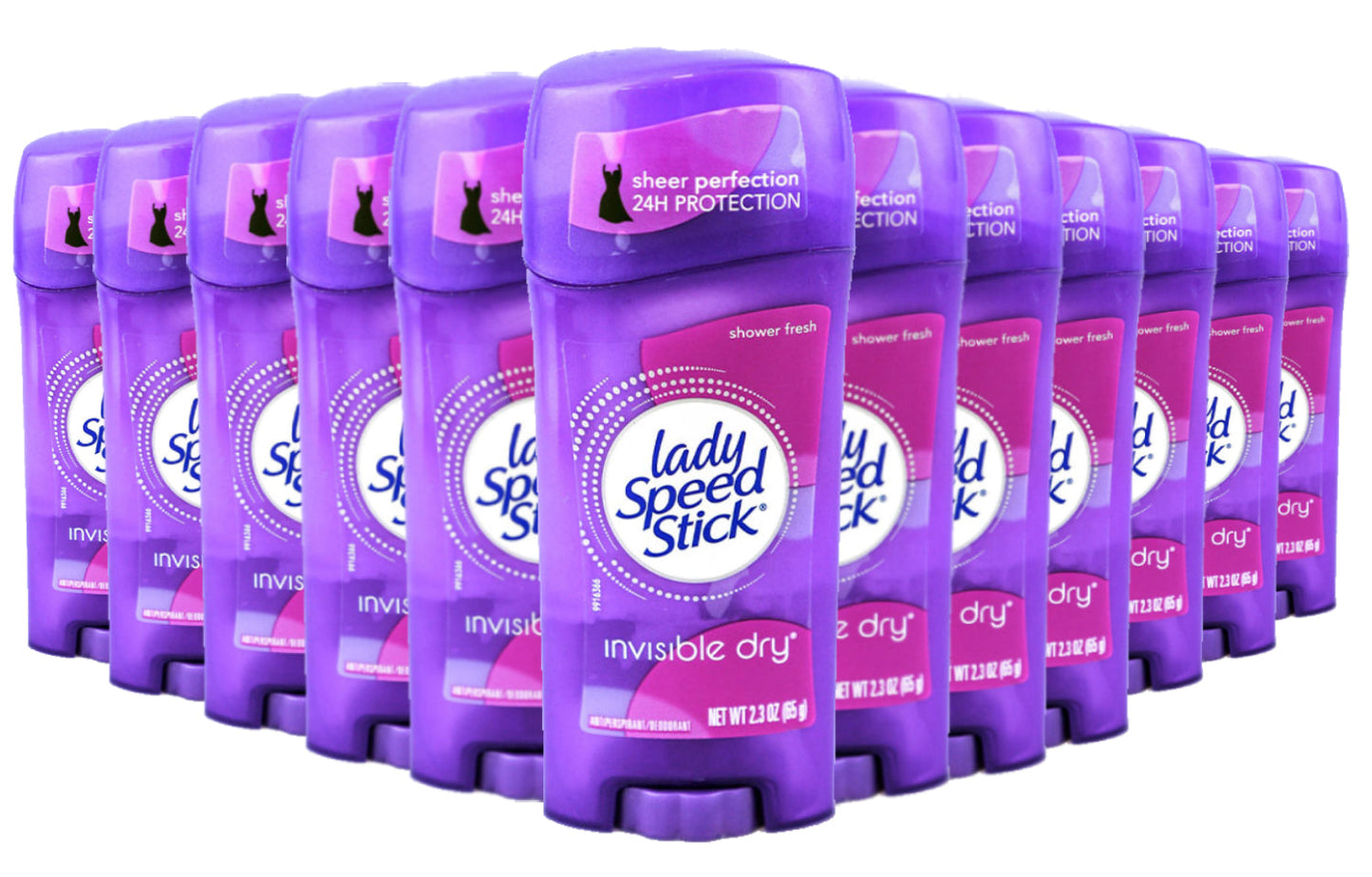 Lady Speed Stick Invisible Dry Antiperspirant & Deodorant, Shower Fresh - 2.3 oz - 12 Pack