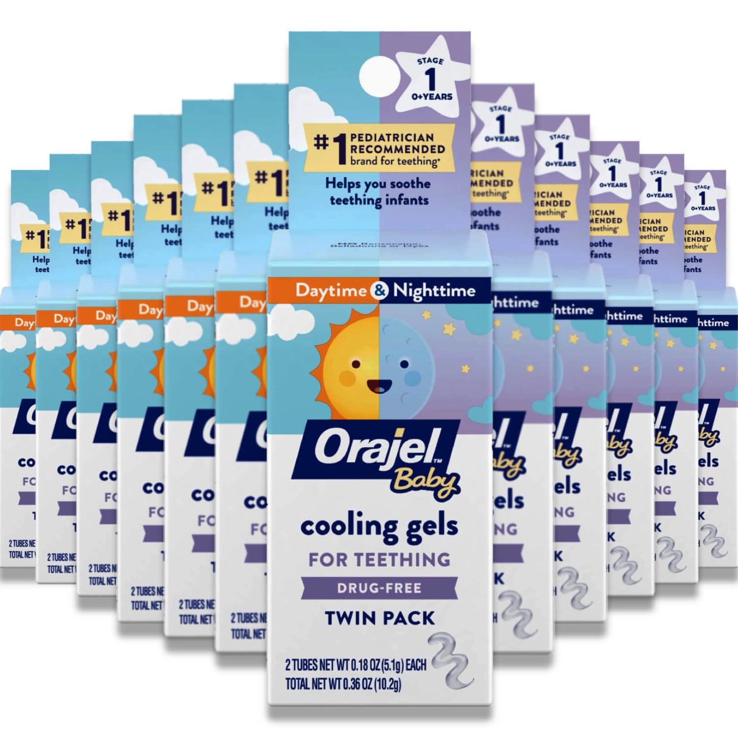 Orajel Baby -Cooling Gels for Teething, Drug-Free, Twin Pack, 2 Tubes - 0.18 oz - 24 Pack