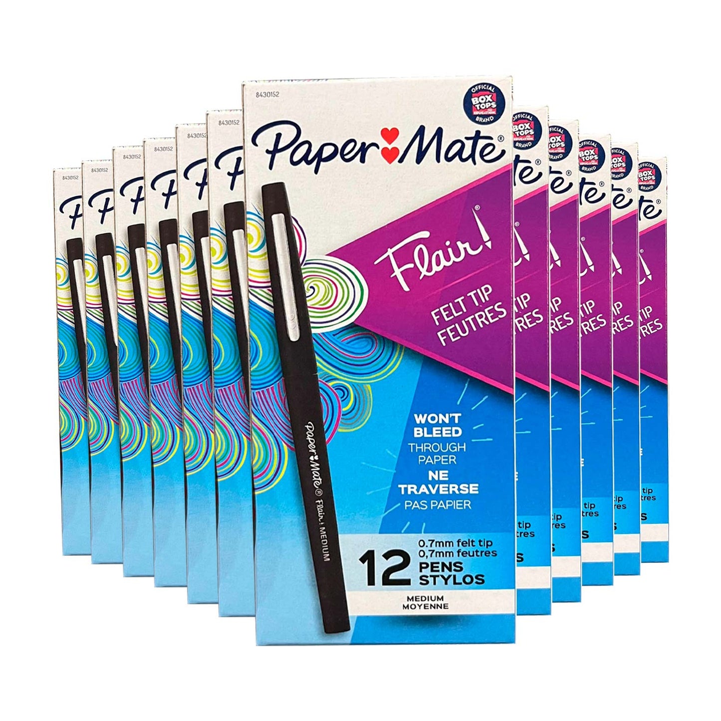 Paper Mate Flair Felt Tip Pens Medium Point Black, 12 Ct - 12 Pack - ( 144 ct )