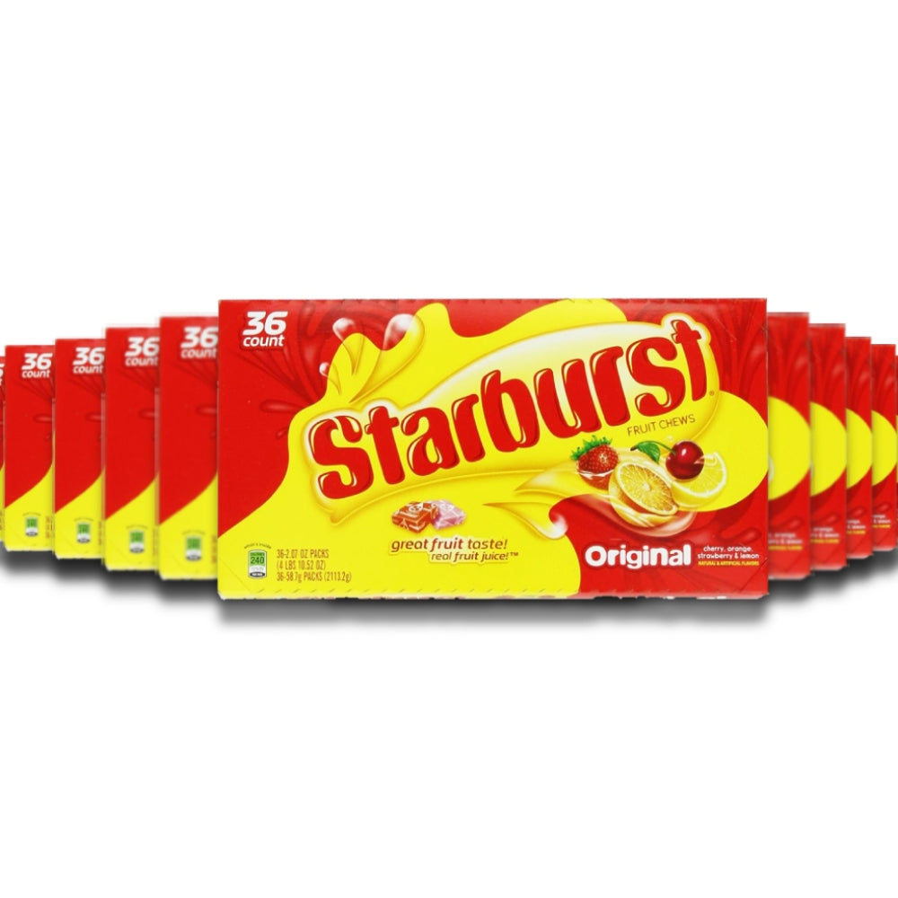 Starburst - Original Fruit Chews Candy - 2.07 oz - 10 Boxes, 36 ct - Wholesale