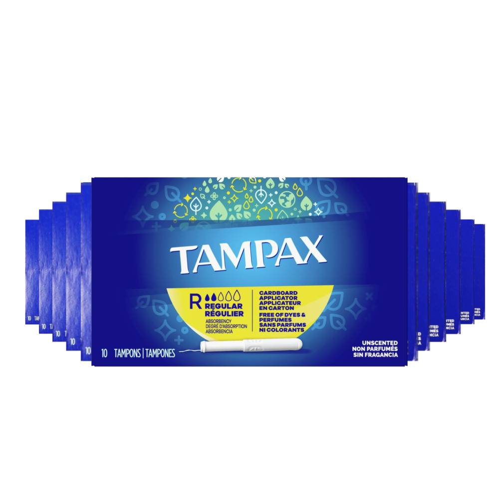 Tampax Tampon Regular Feminine 10 Ct Each - 12 Pack