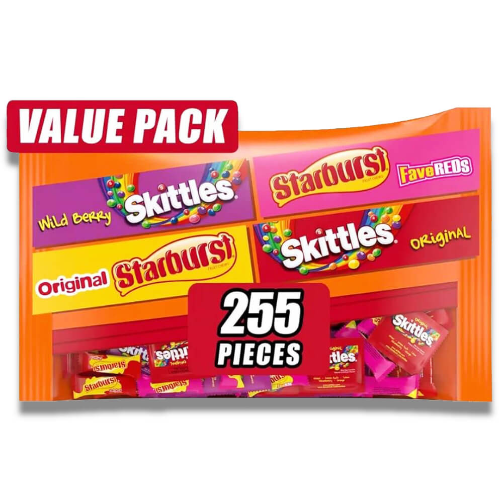 Starburst & Skittles Chewy Candy Assorted Bulk Variety Pack (255 ct., 6.5lbs)