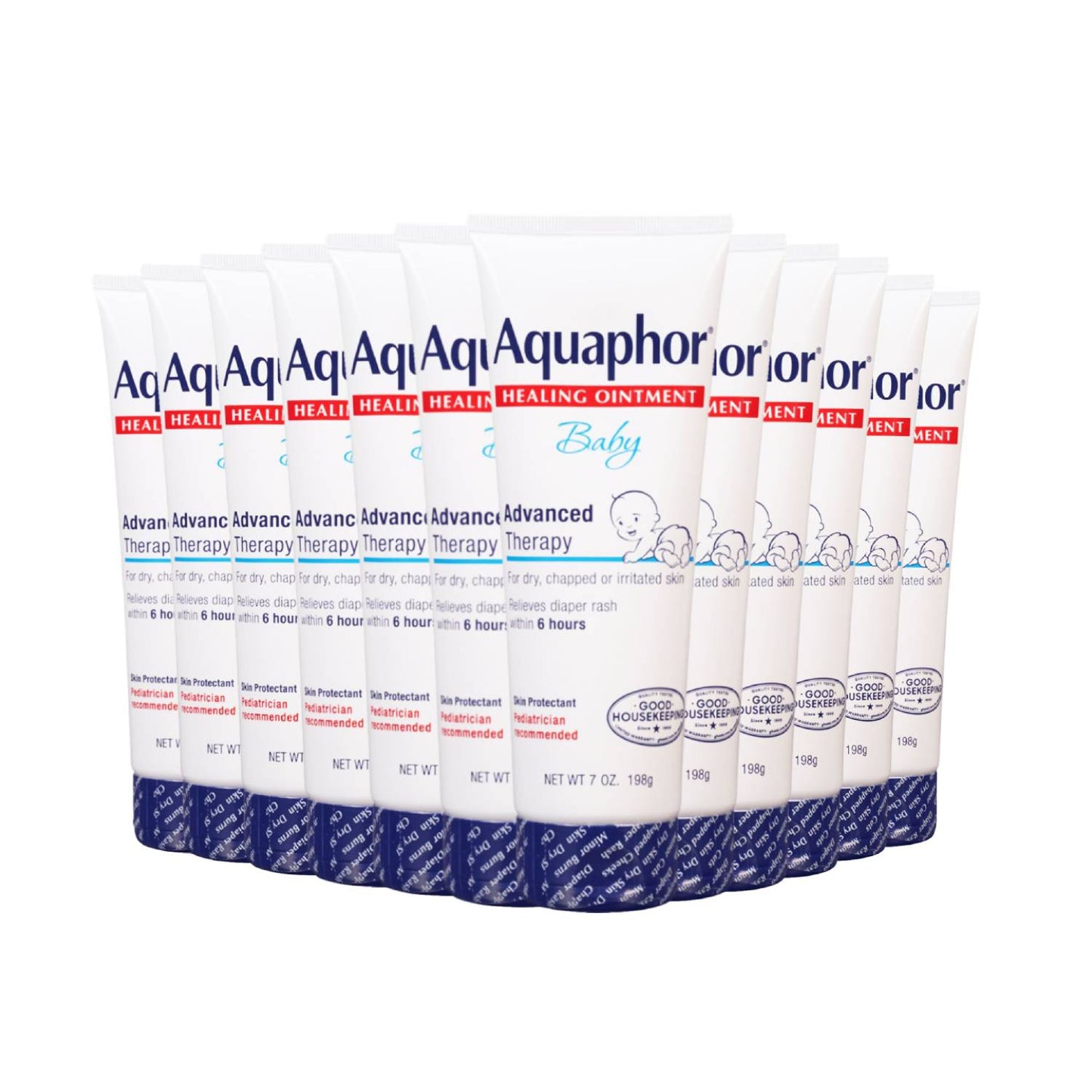 Aquaphor Baby Healing Ointment Advanced Therapy Skin Protectant - Dry Skin and Diaper Rash Ointment - 7oz- 12 Pack