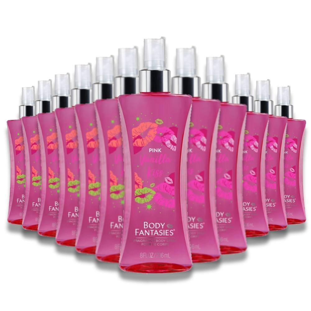 Body Fantasies - Signature Pink Vanilla Kiss Fragrance Body Spray - 236 ml - 12 Pack