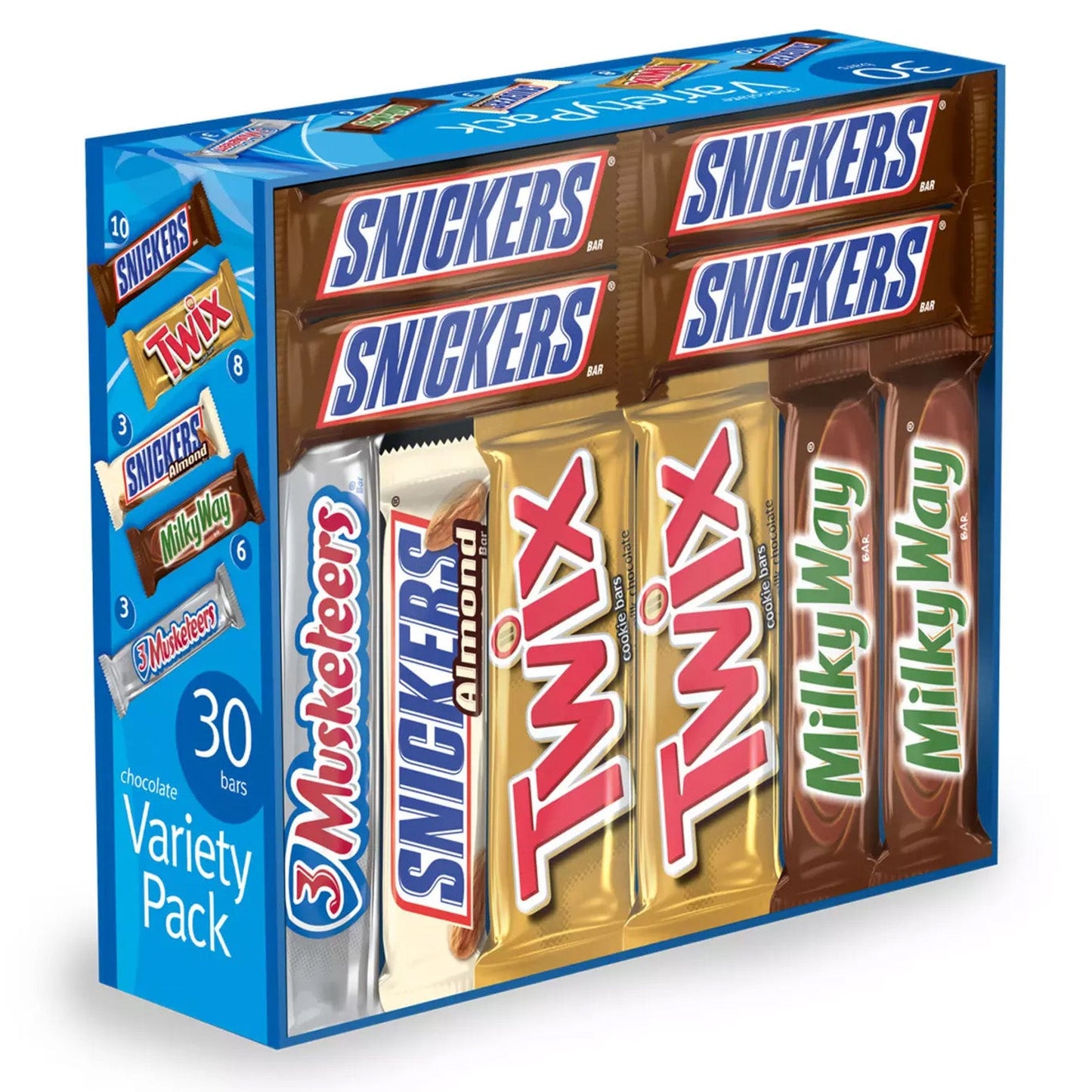 Snickers, Twix, Milky Way and More Full Size Halloween Candy Bars Variety Pack - 55 Oz - 30 Ct