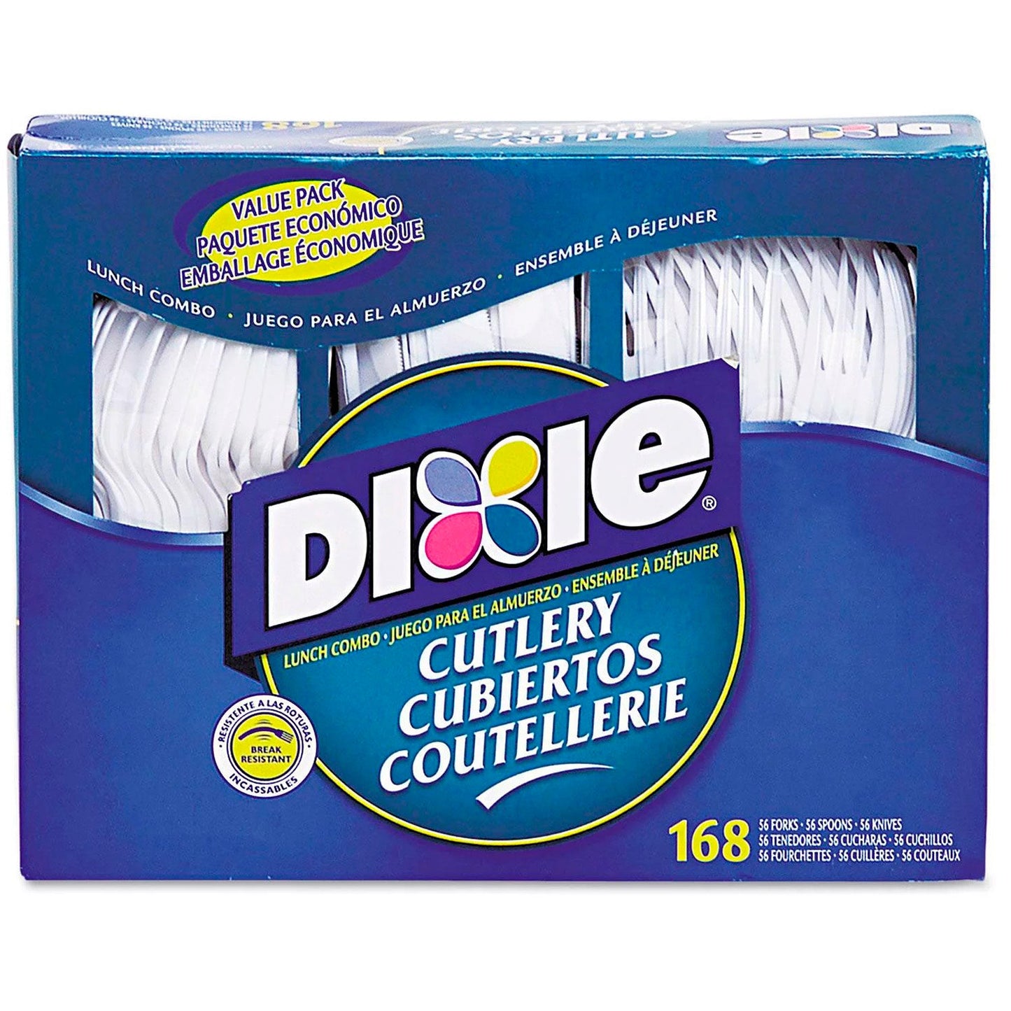 Dixie Cutlery Combo Box, Heavyweight, Polypropylene, White, 168 ct