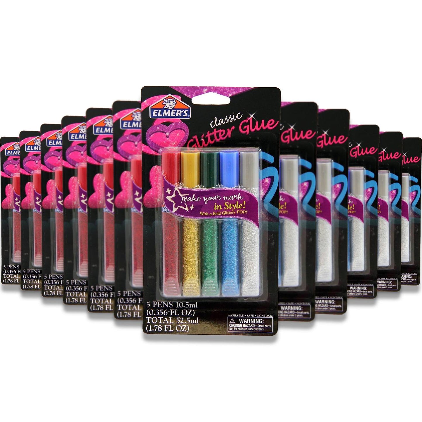 Elmer's - Swirl Glam Glitter Glue, Color Tubes, Classsic - 0.36 Oz - 5 Ct - 12 Pack