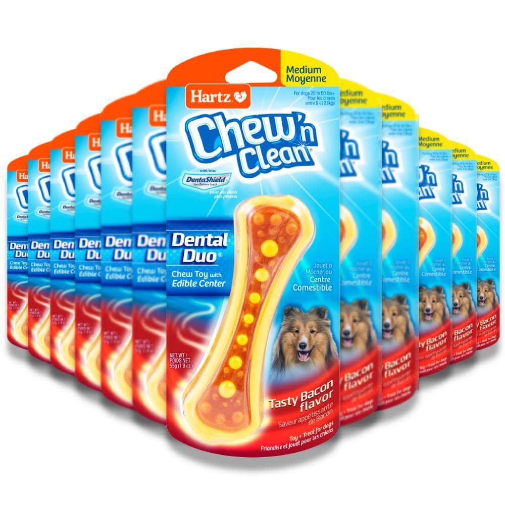 Hartz Chew 'n Clean - Dental Duo Dog Toy, Medium, Color May Vary - 12 Pack