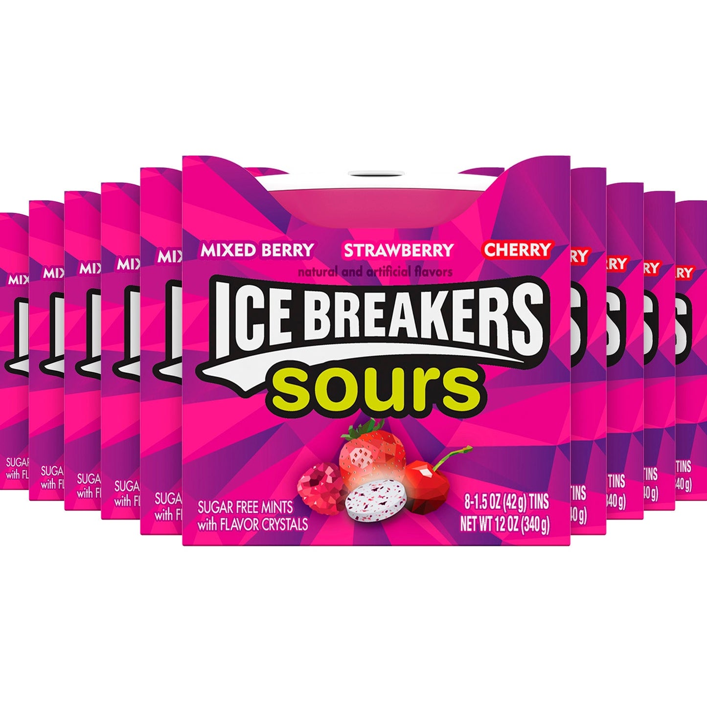 Ice Breakers Sours Sugar Free Mints, Mixed Berry, Strawberry, Cherry 8 ct - 24 Pack - ( 192 ct )