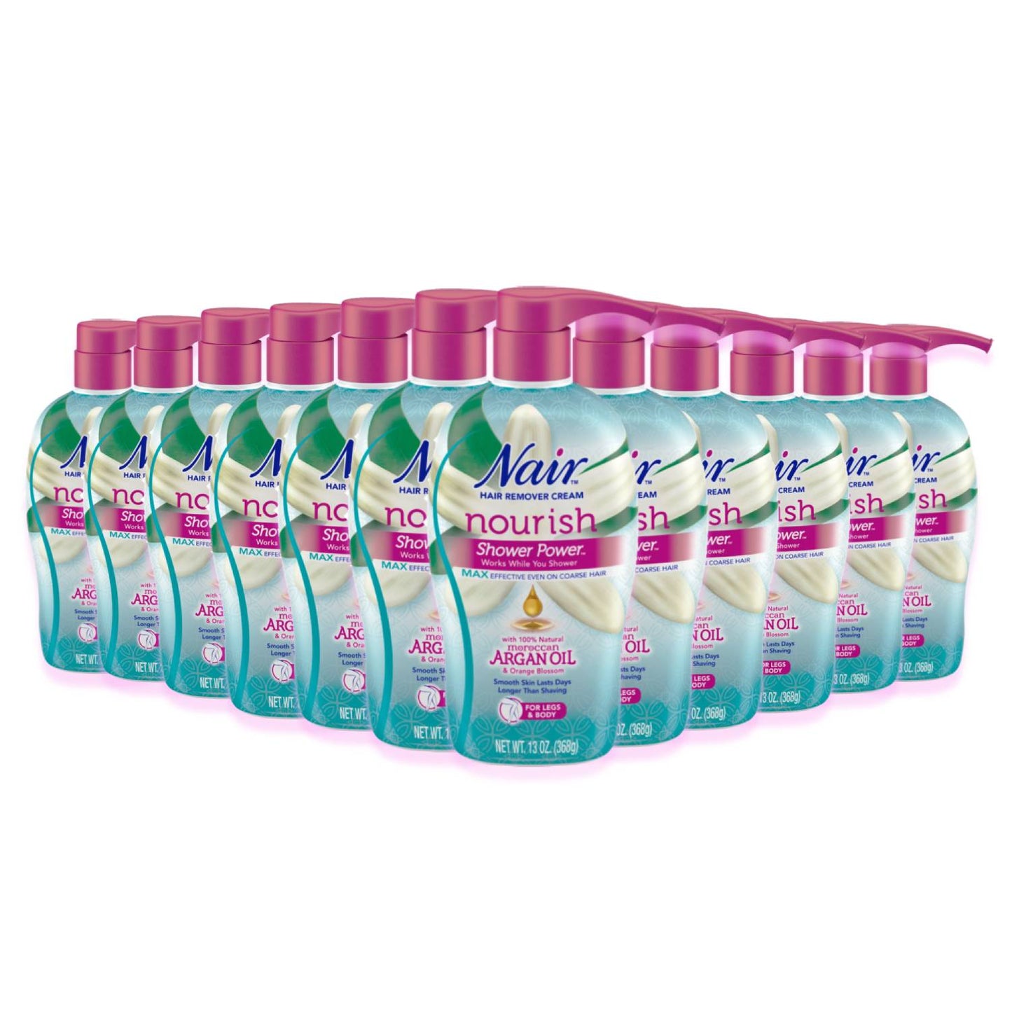 Nair Hair Remover Shower Power Max Argan Oil 13 oz - 12 Pack