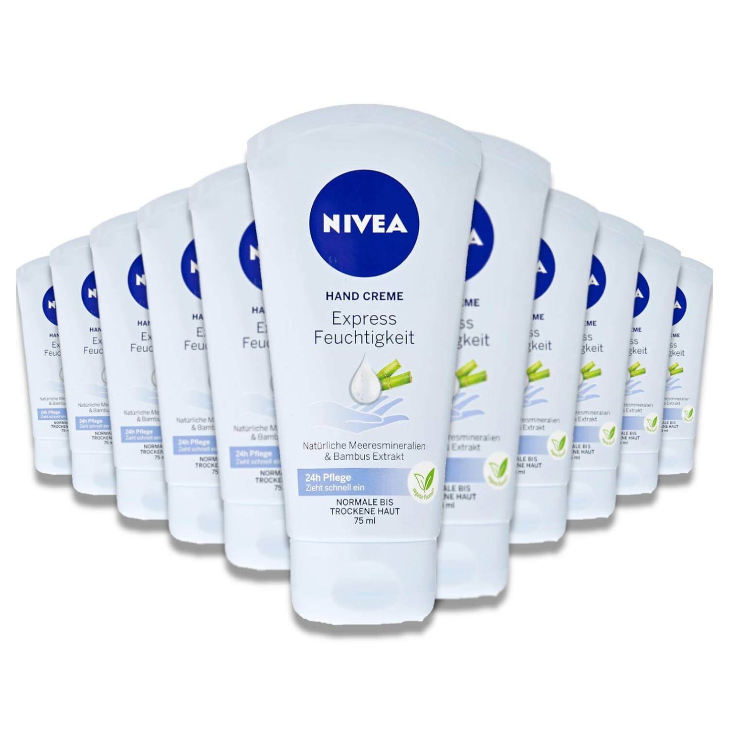 Nivea Express Moisture Hand Cream, W/ Bamboo Extract & Natural Sea Minerals 75 ml - 12 Pack