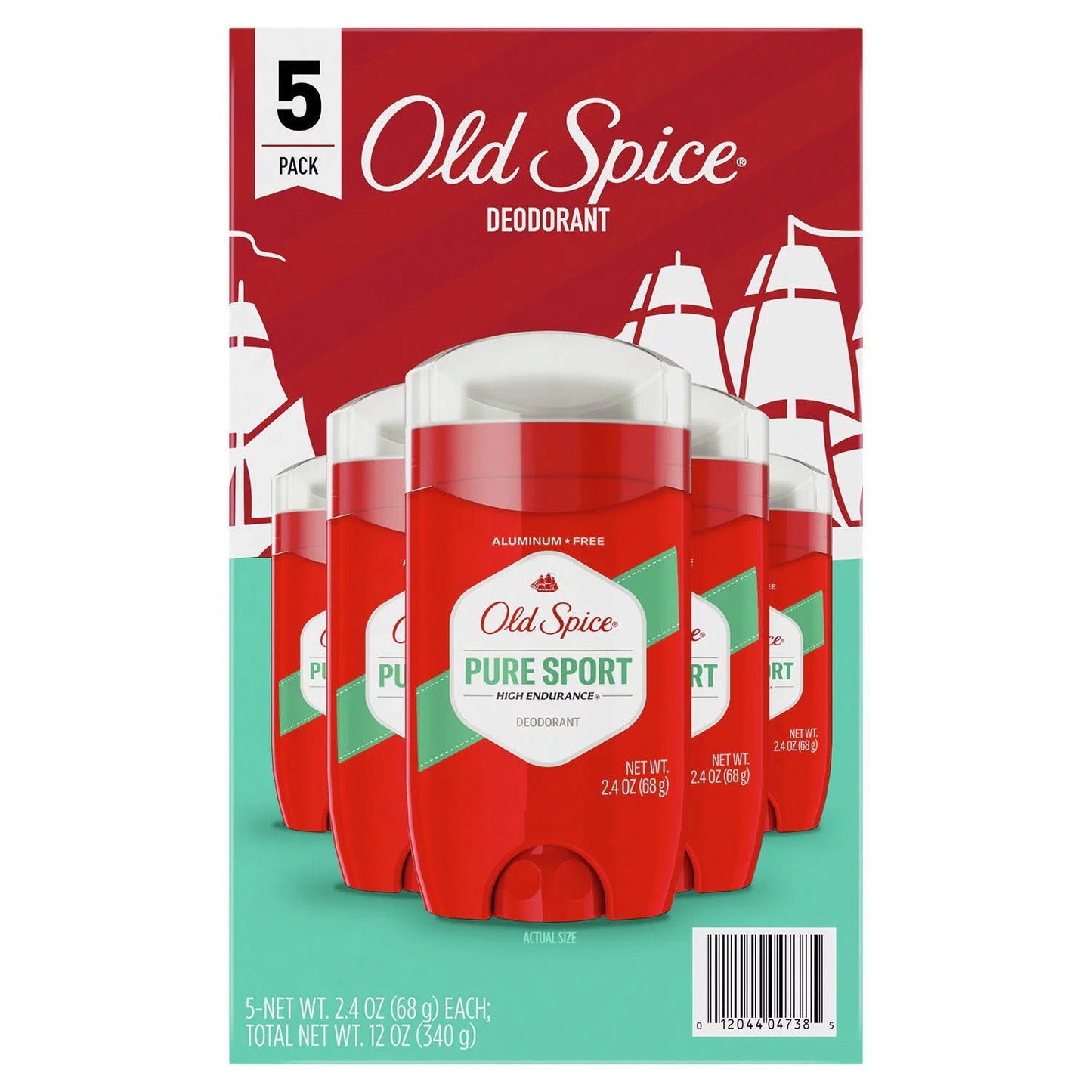 Old Spice Deodorant, High Endurance Pure Sport - 2.4 Oz - 5 Pack