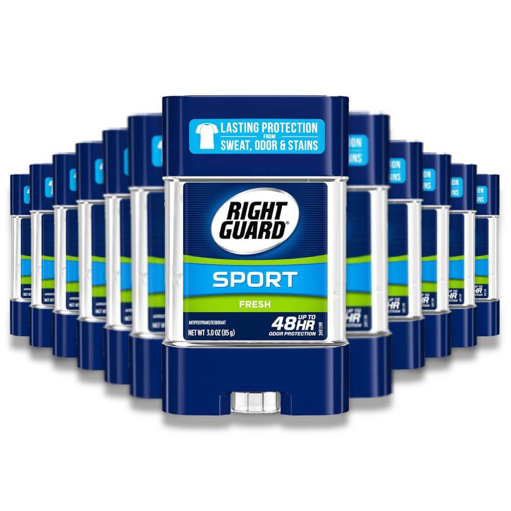 Right Guard - Sport Odor Defense, Anti-Perspirant Deodorant Clear Gel, Fresh - 3 oz - 12 Pack