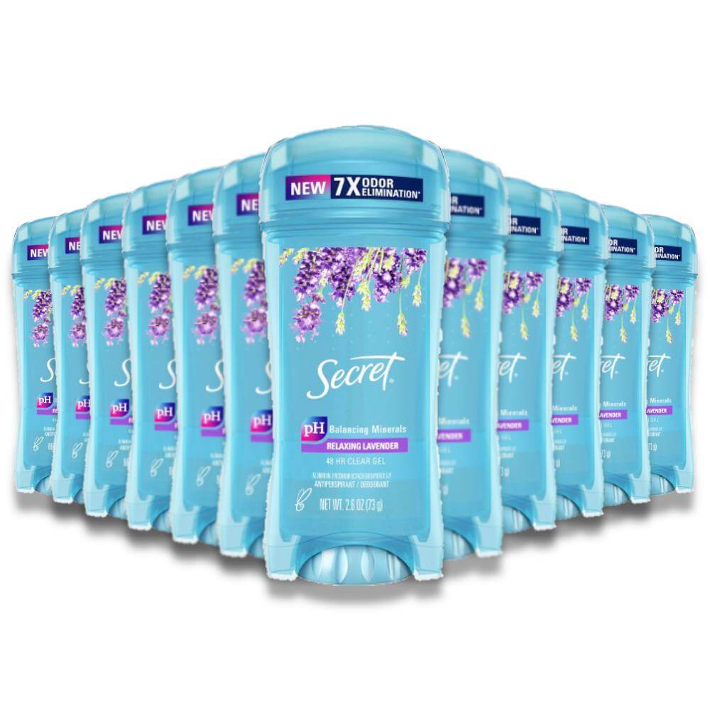 Secret Clear Gel Lavender Antiperspirant & Deodorant 2.6 Oz Each 12 Pack