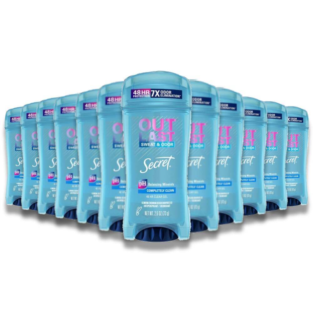 Secret Gel Outlast Completely Clean Antiperspirant & Deodorant 2.6 Oz - Bulk - 12 Pack