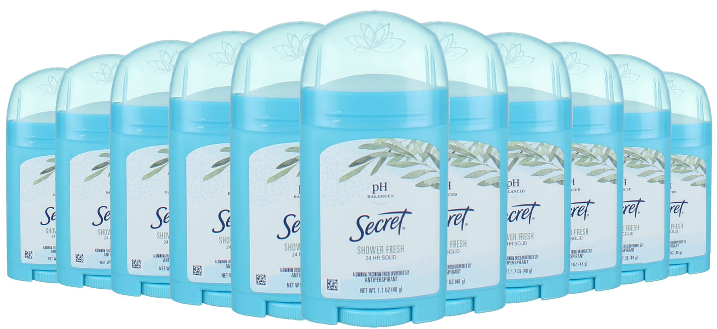 Secret Antiperspirant & Deodorant Solid Stick, Shower Fresh, 1.7oz, 12 Pack