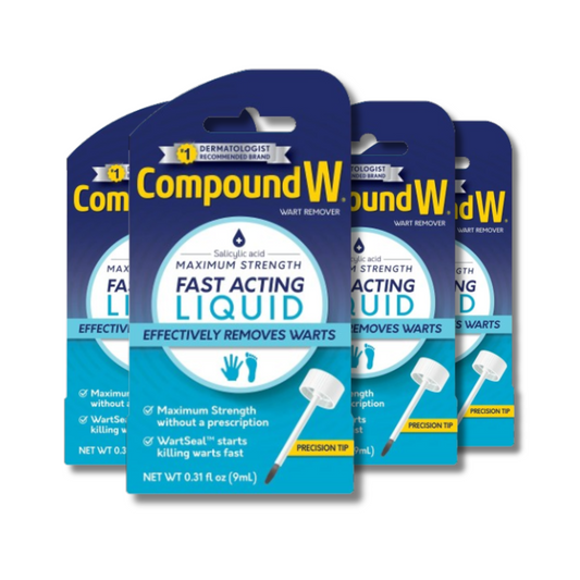 Compound W Fast Acting Liquid | Salicylic Acid Wart Remover 0.31 Fl Oz - 4 Pack