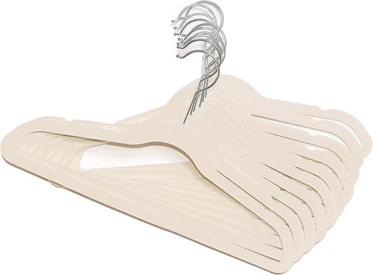Velvet Adults Clothes Hangers. Non Slip with 360 Degrees Swivel Hook - 50 CT. - Beige -