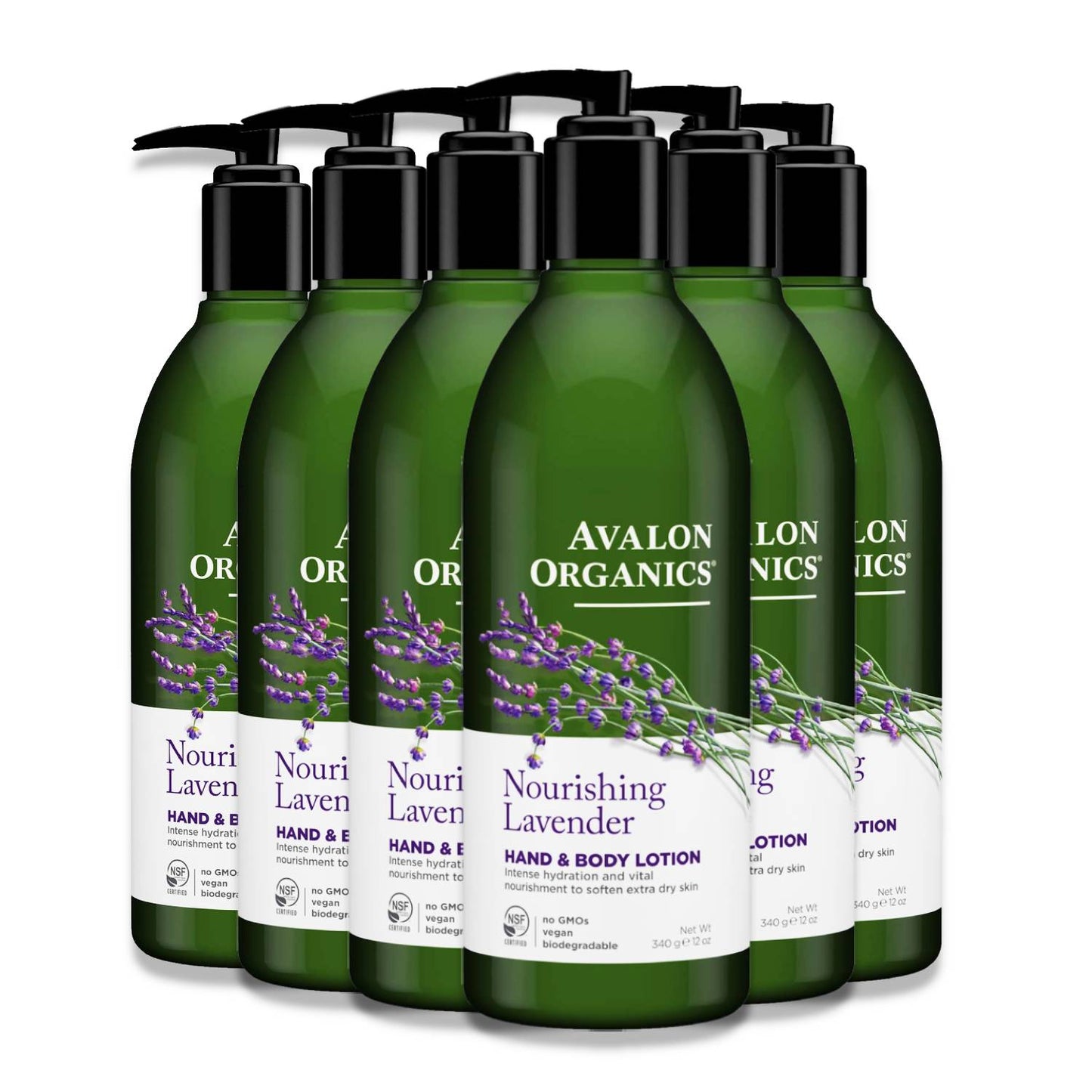 Avalon Organics Hand & Body Lotion, Nourishing Lavender, 12 Oz,, 6 Pack