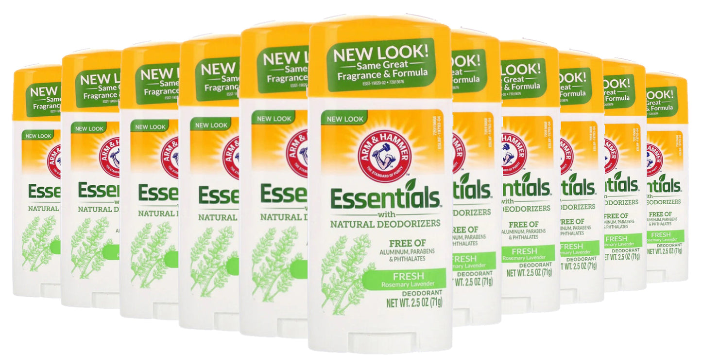Arm & Hammer Essentials Natural Deodorant Fresh - 2.5 oz - 12 Pack