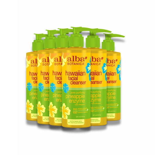 Alba Botanica - Hawaiian Facial Cleanser, Pore Purifying Pineapple Enzyme - 8 oz - 6 Pack