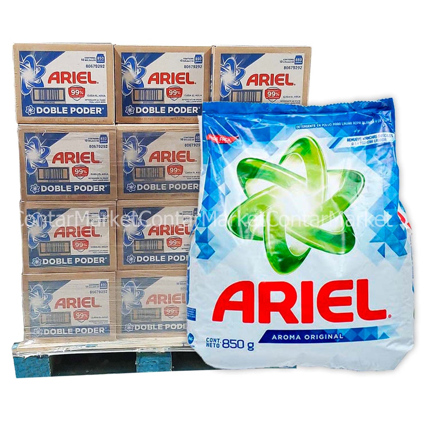 Ariel Laundry Powder Detergent, Pallet - 850gr - 60 Boxes - 10 Units Each