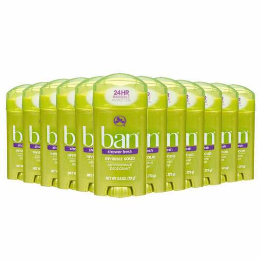 Ban Shower Fresh Invisible Solid Antiperspirant & Deodorant 2.6 OZ - 12 Pack