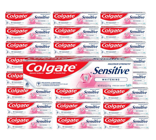 Colgate Sensitive Toothpaste Maximum Strength with Whitening 6 oz - Fresh Mint Gel- 24 pack