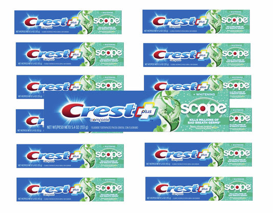 Crest + Scope Complete Whitening Toothpaste Minty Fresh oz, Mint 5.4 Oz- Pack 12