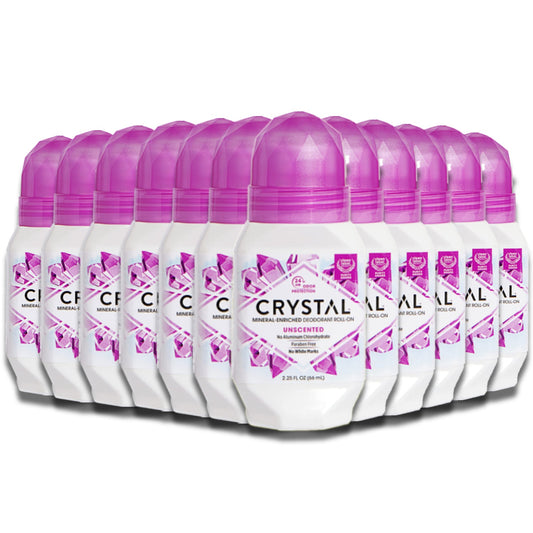 Crystal Mineral Deodorant Roll On Unscented 2.25 oz - 12 Pack
