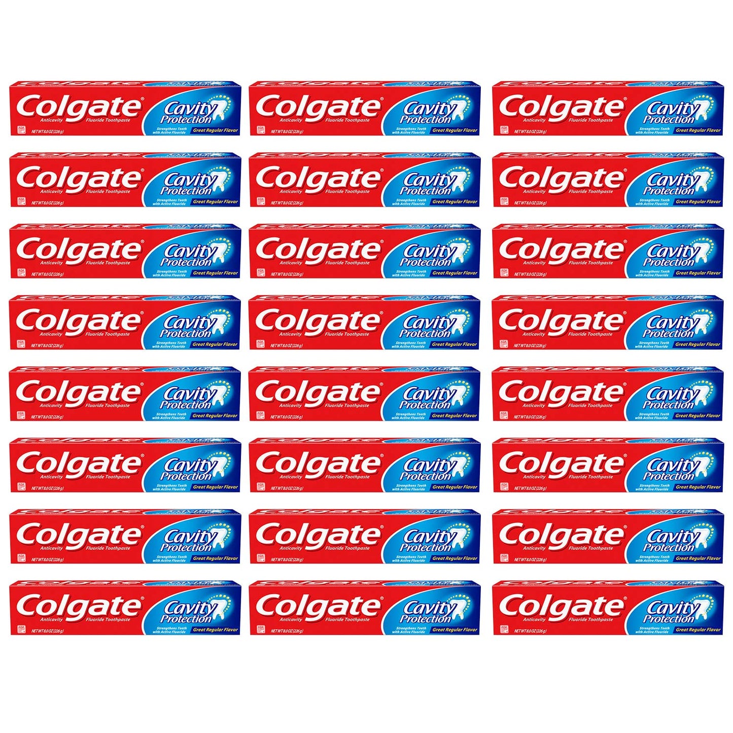 Colgate Cavity Protection with Fluoride, Great regular, White, Bulk 8 Oz each - 24 Pack