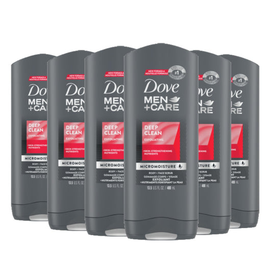 Dove Men +Care Body Wash Deep Clean 13.5 oz/ 400 ml- 6 Pack