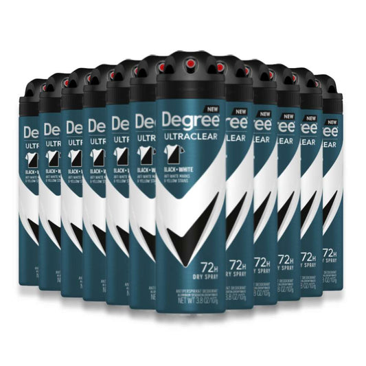 Degree, Advanced 72H MotionSense, Ultraclear Black + White, Dry Spray 3.8 Oz- 12 Pack