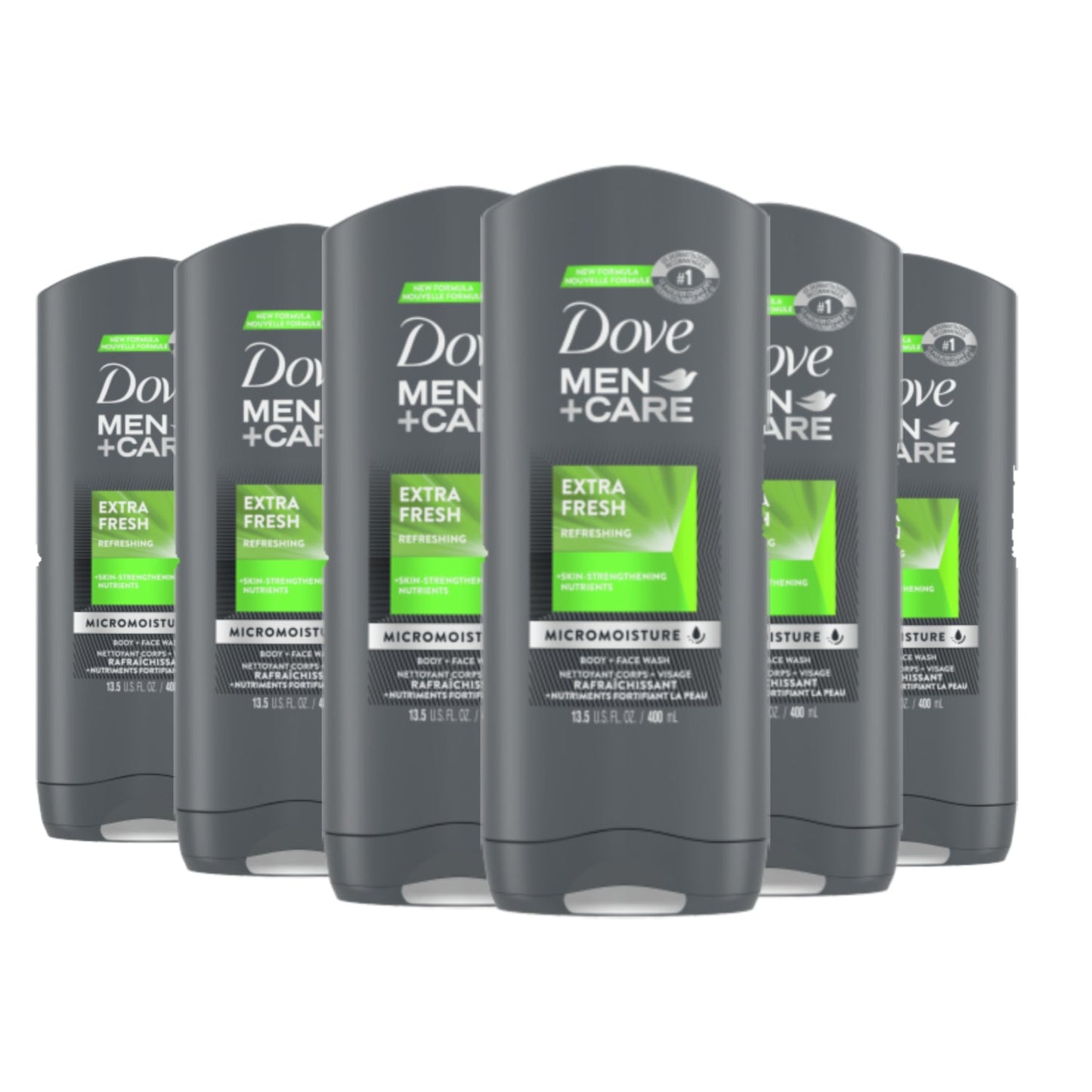 Dove Men +Care Body Wash Extra Fresh 13.5 oz/ 400 ml- 6 Pack