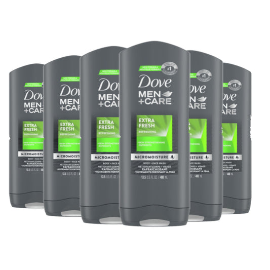 Dove Men +Care Body Wash Extra Fresh 13.5 oz/ 400 ml- 6 Pack